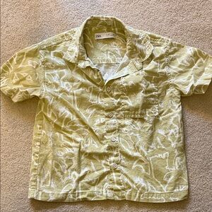 Zara Light Yellow Tropical Print Shirt